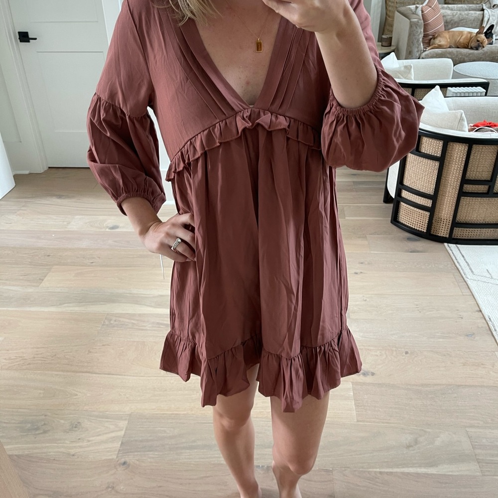 Brown Ruffled Dress